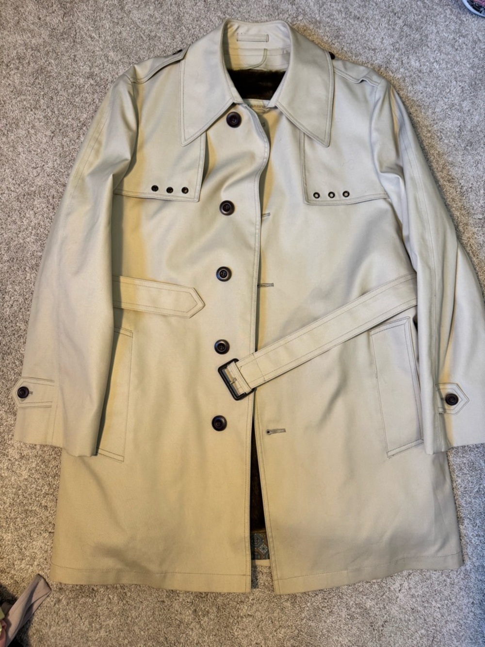 London Fog Beige Trench Coat with Belted Waist and Removable Lining Size 40/M